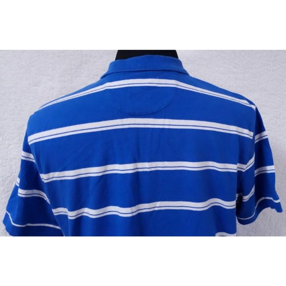 Chaps Large Blue White Stripe Short Sleeve Golf 2 Button Pullover Polo Shirt - Picture 9 of 11